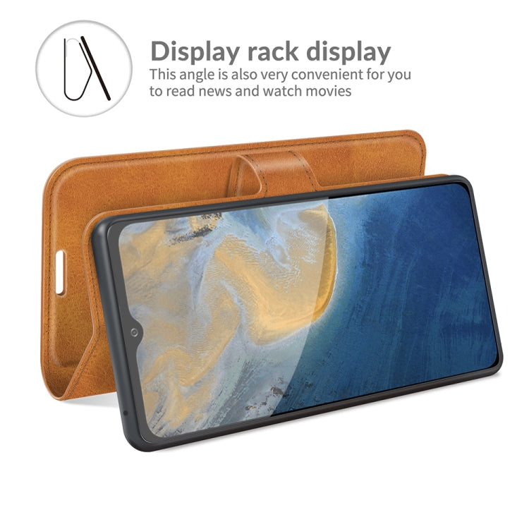 For ZTE Blade A51 Retro Calf Pattern Buckle Card Wallet Left and Right Flip Phone Holster with Bracket Function