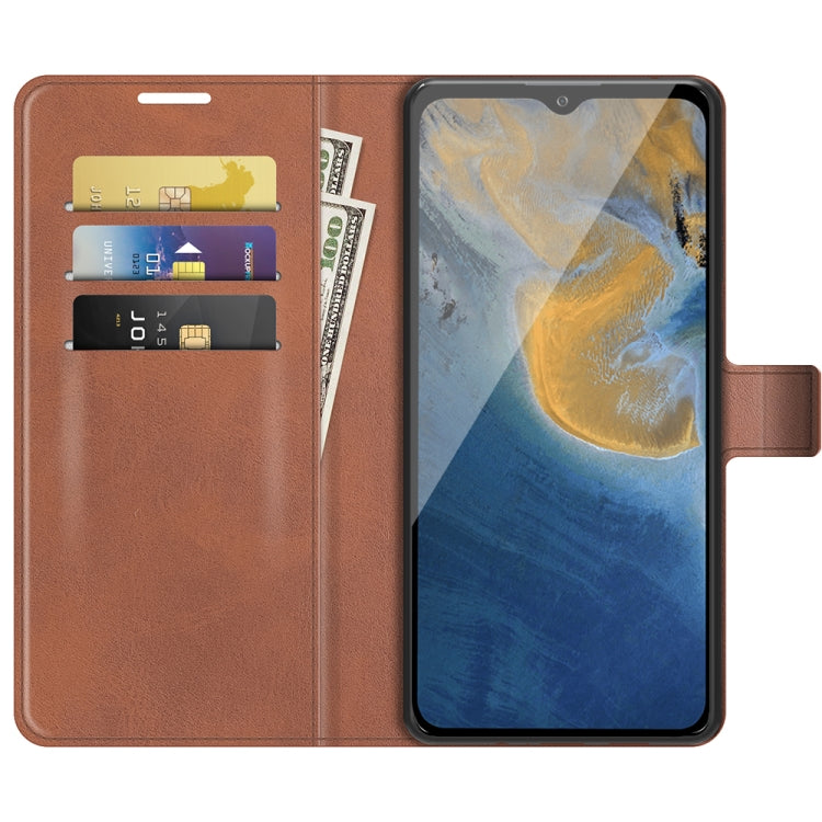 For ZTE Blade A51 Retro Calf Pattern Buckle Card Wallet Left and Right Flip Phone Holster with Bracket Function