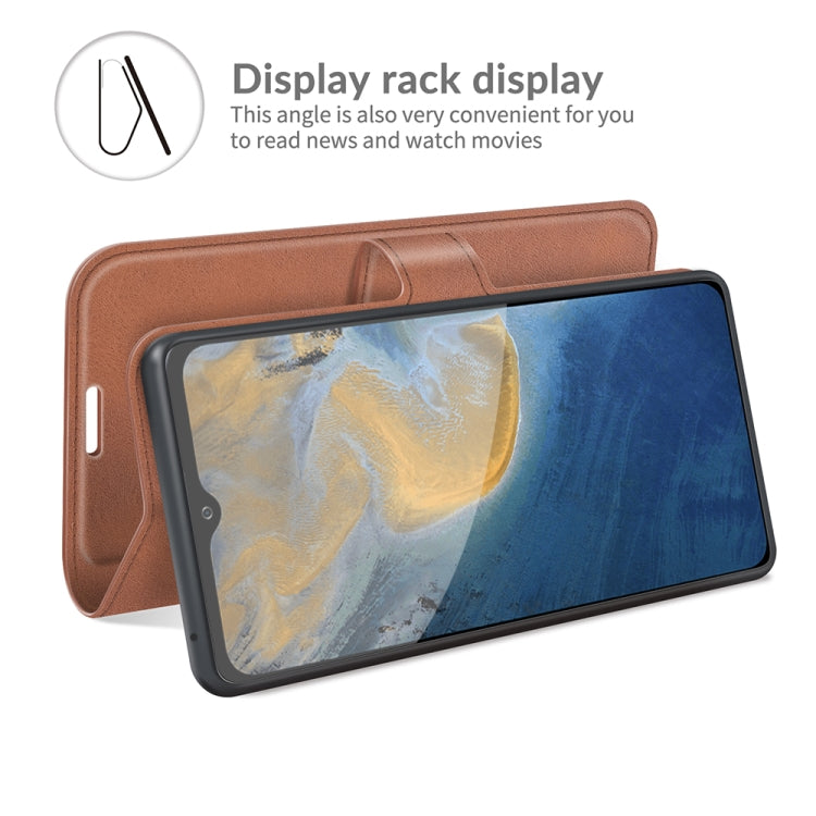 For ZTE Blade A51 Retro Calf Pattern Buckle Card Wallet Left and Right Flip Phone Holster with Bracket Function