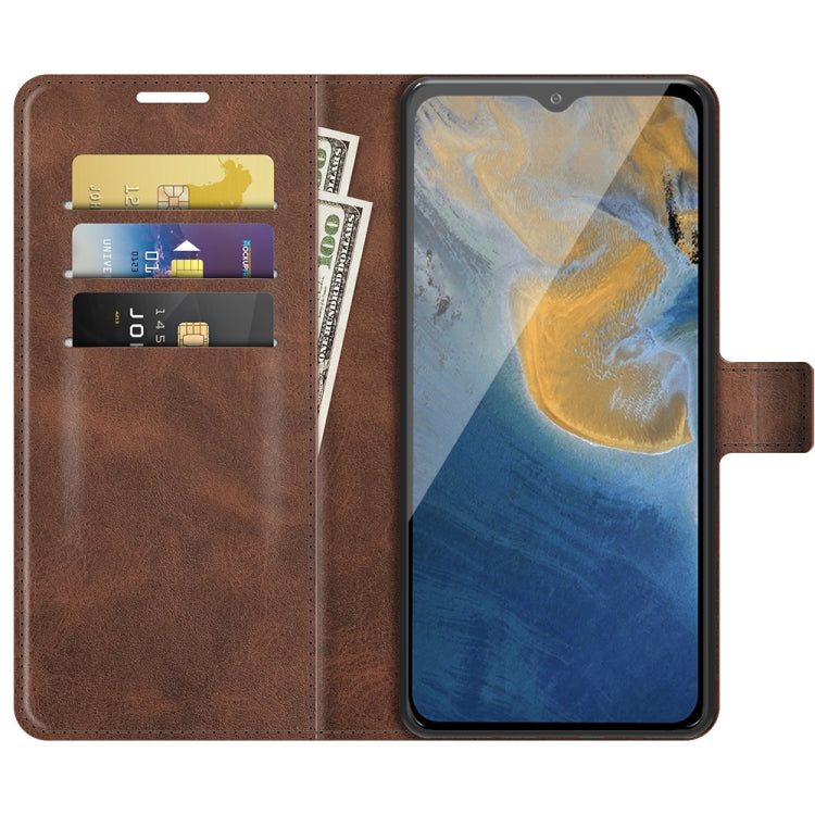 For ZTE Blade A51 Retro Calf Pattern Buckle Card Wallet Left and Right Flip Phone Holster with Bracket Function