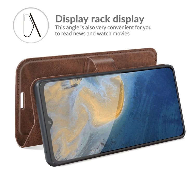 For ZTE Blade A51 Retro Calf Pattern Buckle Card Wallet Left and Right Flip Phone Holster with Bracket Function