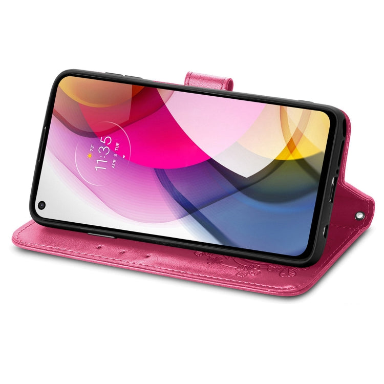 For Motorola Moto G Stylus 2021 Four-leaf Clasp Embossed Buckle Mobile Phone Protection Leather Case with Lanyard & Card Slot & Wallet & Bracket Function