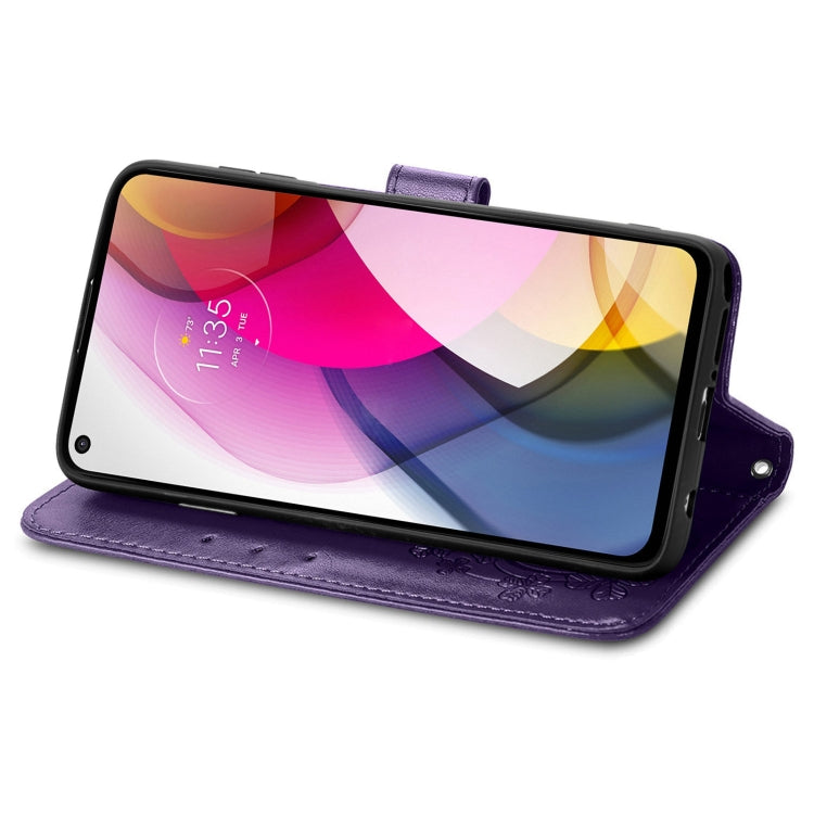 For Motorola Moto G Stylus 2021 Four-leaf Clasp Embossed Buckle Mobile Phone Protection Leather Case with Lanyard & Card Slot & Wallet & Bracket Function