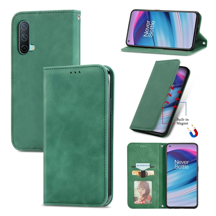 For OnePlus Nord CE 5G Retro Skin Feel Business Magnetic Horizontal Flip Leather Case with Holder & Card Slots & Wallet & Photo Frame