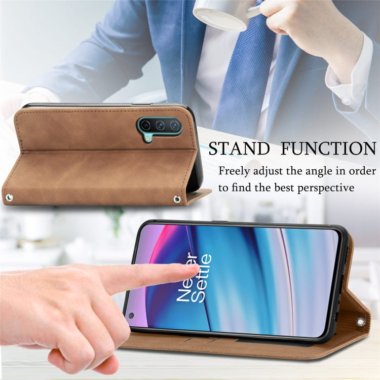 For OnePlus Nord CE 5G Retro Skin Feel Business Magnetic Horizontal Flip Leather Case with Holder & Card Slots & Wallet & Photo Frame