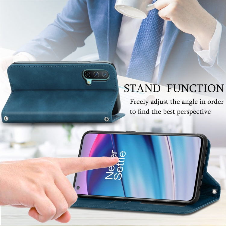 For OnePlus Nord CE 5G Retro Skin Feel Business Magnetic Horizontal Flip Leather Case with Holder & Card Slots & Wallet & Photo Frame