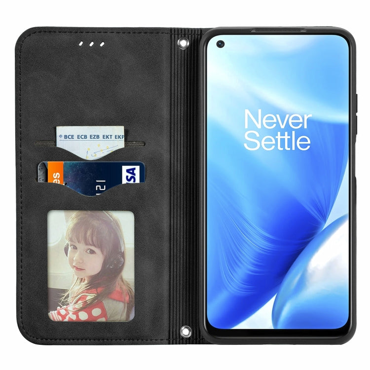 For OnePlus Nord N200 5G Retro Skin Feel Business Magnetic Horizontal Flip Leather Case with Holder & Card Slots & Wallet & Photo Frame