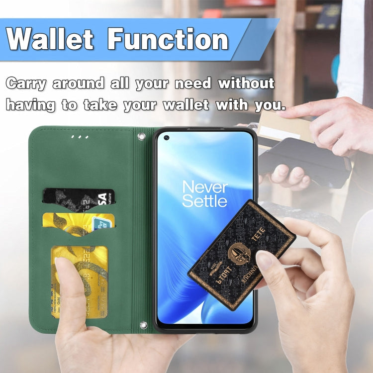 For OnePlus Nord N200 5G Retro Skin Feel Business Magnetic Horizontal Flip Leather Case with Holder & Card Slots & Wallet & Photo Frame