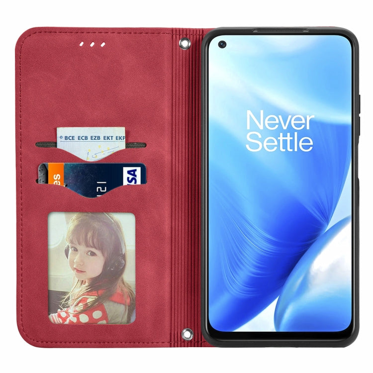 For OnePlus Nord N200 5G Retro Skin Feel Business Magnetic Horizontal Flip Leather Case with Holder & Card Slots & Wallet & Photo Frame