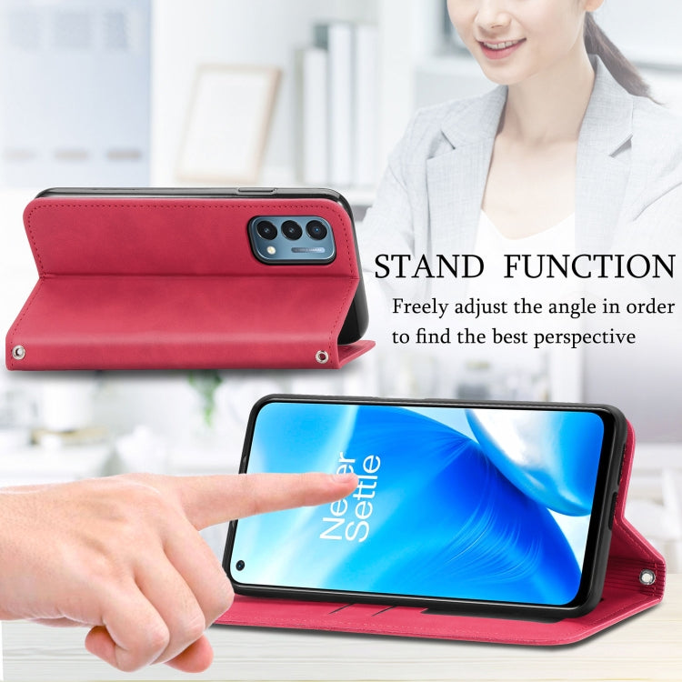 For OnePlus Nord N200 5G Retro Skin Feel Business Magnetic Horizontal Flip Leather Case with Holder & Card Slots & Wallet & Photo Frame