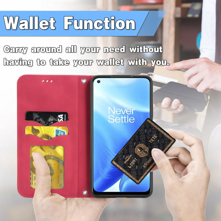 For OnePlus Nord N200 5G Retro Skin Feel Business Magnetic Horizontal Flip Leather Case with Holder & Card Slots & Wallet & Photo Frame
