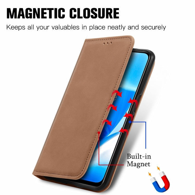 For OnePlus Nord N200 5G Retro Skin Feel Business Magnetic Horizontal Flip Leather Case with Holder & Card Slots & Wallet & Photo Frame