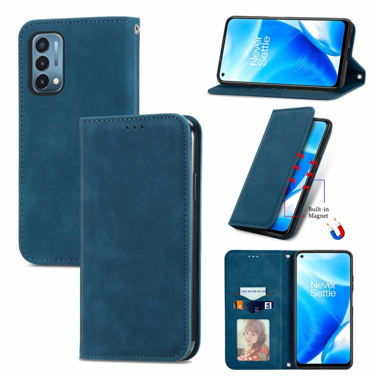 For OnePlus Nord N200 5G Retro Skin Feel Business Magnetic Horizontal Flip Leather Case with Holder & Card Slots & Wallet & Photo Frame