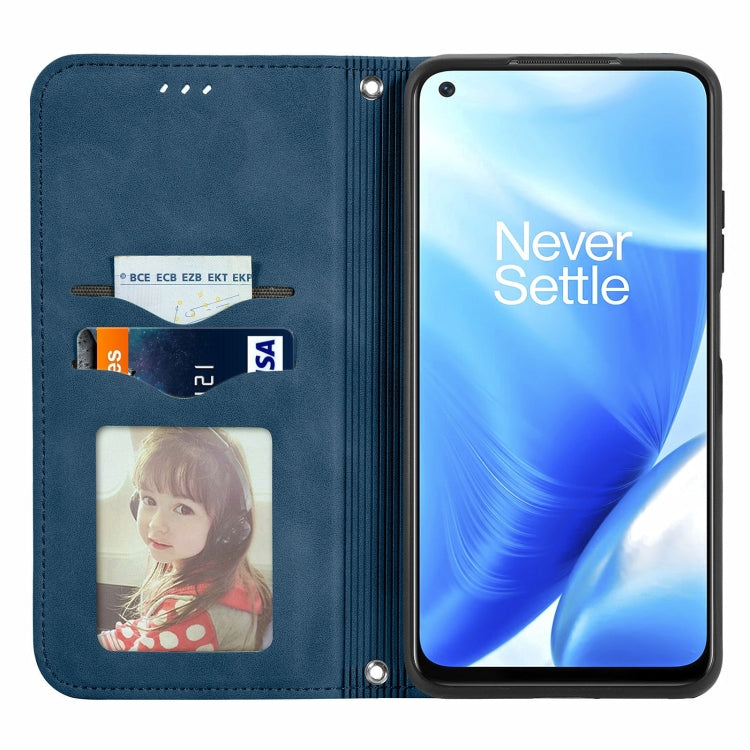 For OnePlus Nord N200 5G Retro Skin Feel Business Magnetic Horizontal Flip Leather Case with Holder & Card Slots & Wallet & Photo Frame
