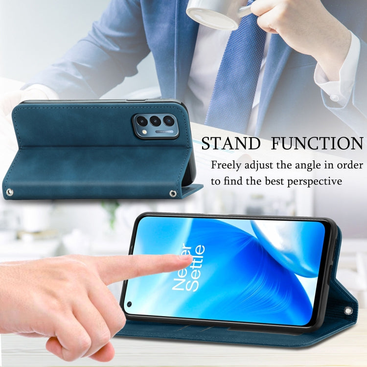 For OnePlus Nord N200 5G Retro Skin Feel Business Magnetic Horizontal Flip Leather Case with Holder & Card Slots & Wallet & Photo Frame