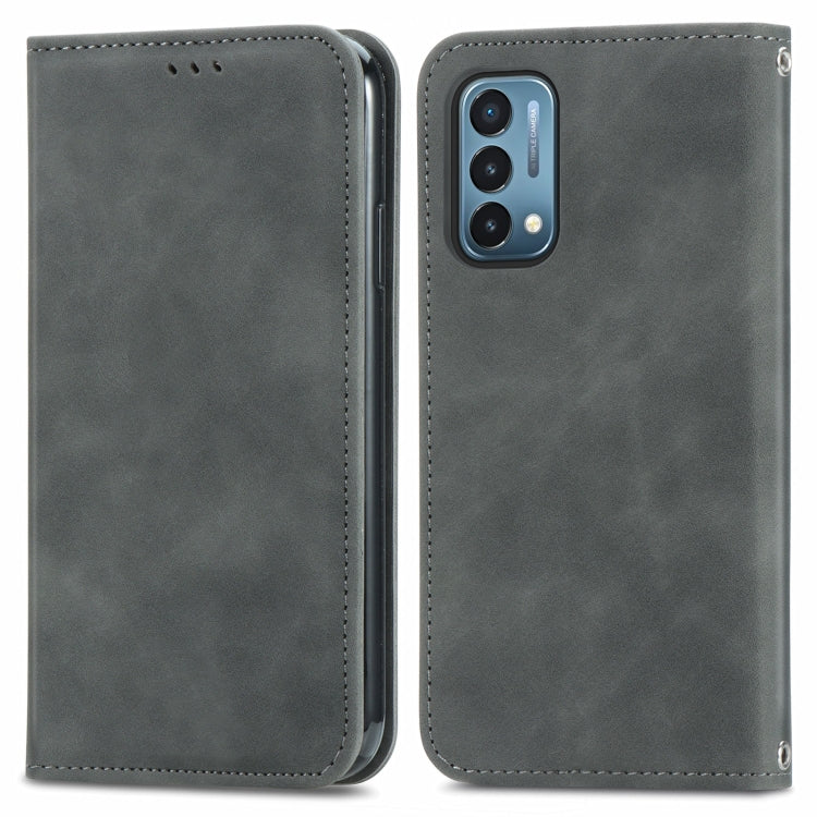 For OnePlus Nord N200 5G Retro Skin Feel Business Magnetic Horizontal Flip Leather Case with Holder & Card Slots & Wallet & Photo Frame
