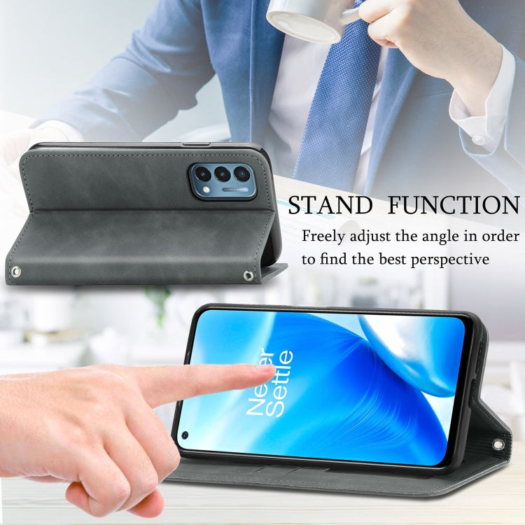 For OnePlus Nord N200 5G Retro Skin Feel Business Magnetic Horizontal Flip Leather Case with Holder & Card Slots & Wallet & Photo Frame