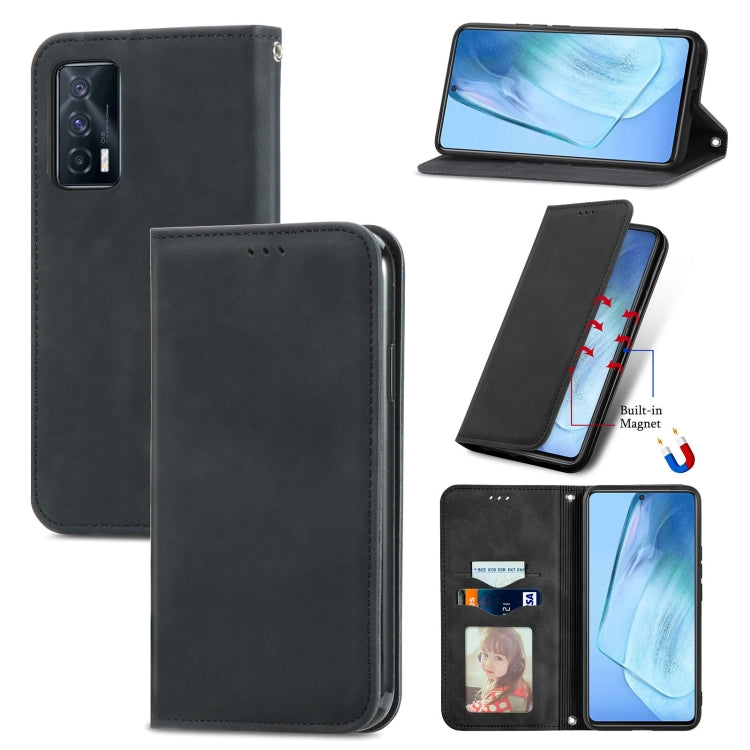 For vivo iQOO Neo 5 Retro Skin Feel Business Magnetic Horizontal Flip Leather Case with Holder & Card Slots & Wallet & Photo Frame