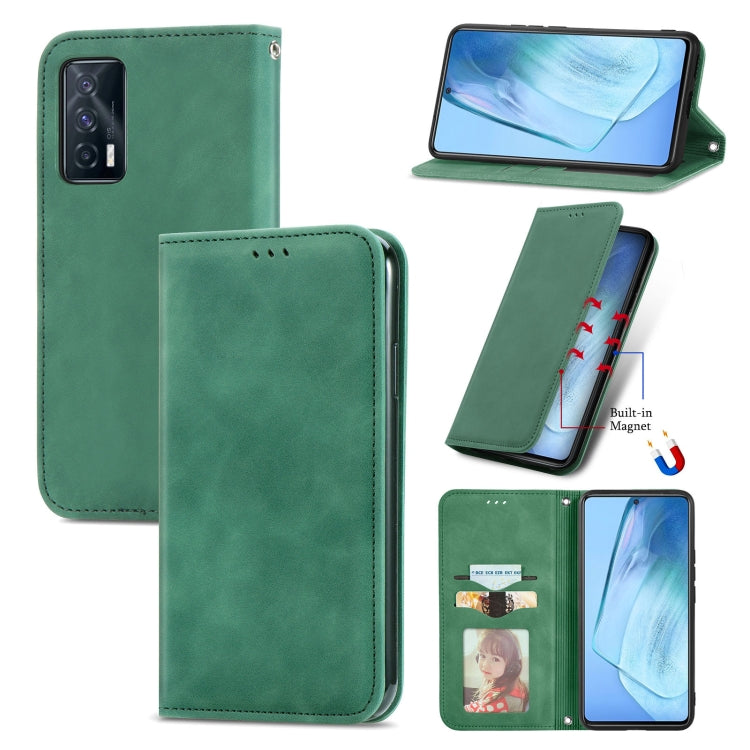For vivo iQOO Neo 5 Retro Skin Feel Business Magnetic Horizontal Flip Leather Case with Holder & Card Slots & Wallet & Photo Frame