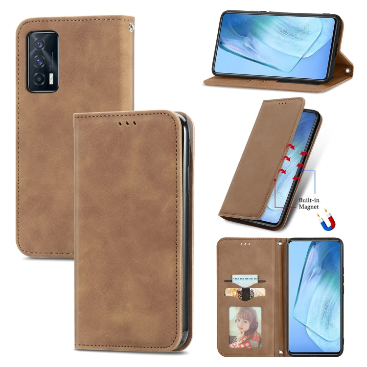 For vivo iQOO Neo 5 Retro Skin Feel Business Magnetic Horizontal Flip Leather Case with Holder & Card Slots & Wallet & Photo Frame