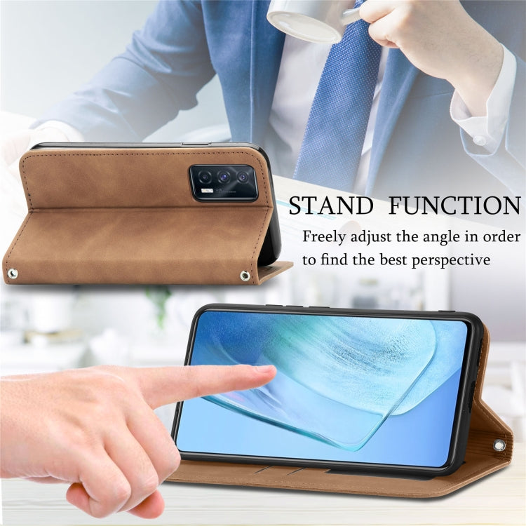For vivo iQOO Neo 5 Retro Skin Feel Business Magnetic Horizontal Flip Leather Case with Holder & Card Slots & Wallet & Photo Frame