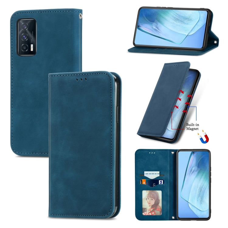 For vivo iQOO Neo 5 Retro Skin Feel Business Magnetic Horizontal Flip Leather Case with Holder & Card Slots & Wallet & Photo Frame