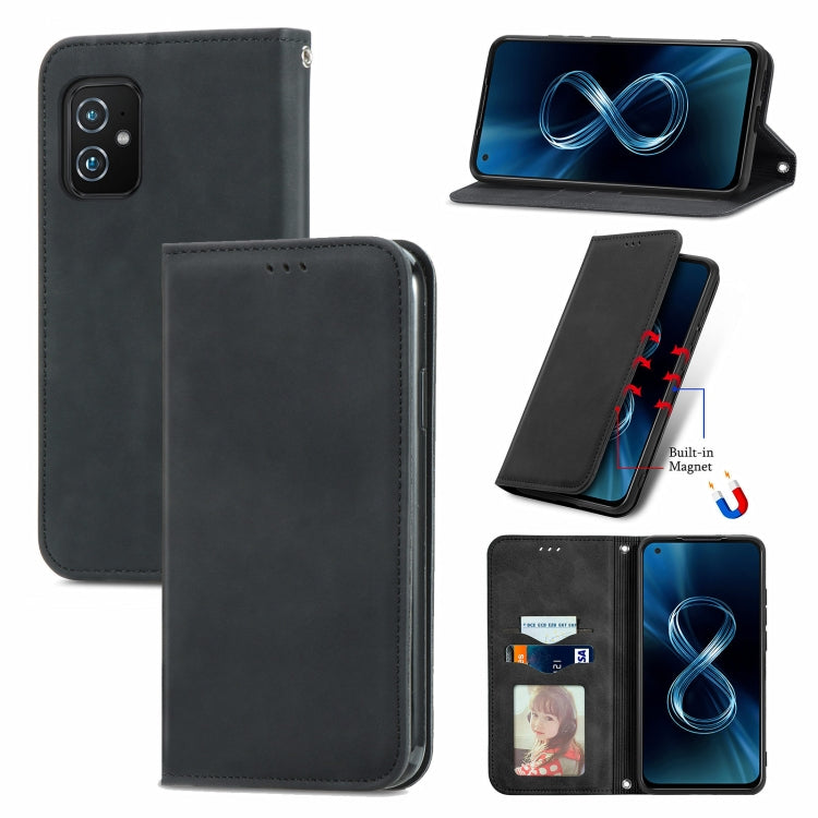 For Asus Zenfone 8 ZS590KS Retro Skin Feel Business Magnetic Horizontal Flip Leather Case with Holder & Card Slots & Wallet & Photo Frame
