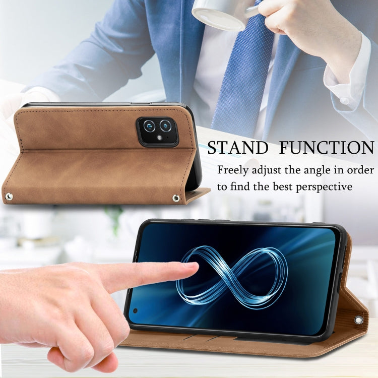 For Asus Zenfone 8 ZS590KS Retro Skin Feel Business Magnetic Horizontal Flip Leather Case with Holder & Card Slots & Wallet & Photo Frame