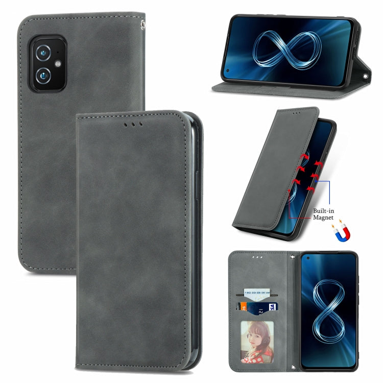 For Asus Zenfone 8 ZS590KS Retro Skin Feel Business Magnetic Horizontal Flip Leather Case with Holder & Card Slots & Wallet & Photo Frame