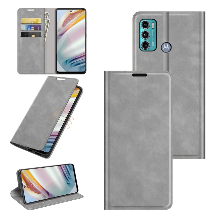 For Motorola Moto G60/G40 Fusion Retro-skin Business Magnetic Suction Leather Case with Holder & Card Slots & Wallet