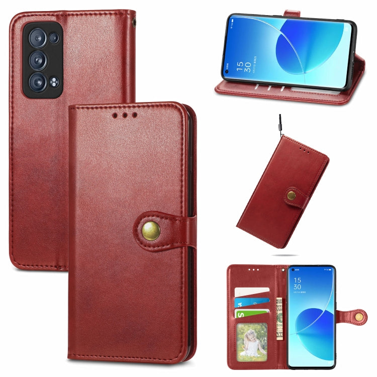 For OPPO Reno6 Pro + Solid Color Leather Buckle Phone Case with Lanyard & Photo Frame & Card Slot & Wallet & Stand Function