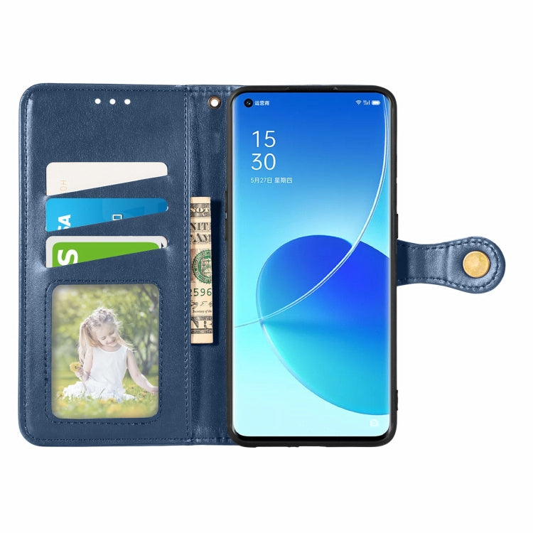 For OPPO Reno6 Pro + Solid Color Leather Buckle Phone Case with Lanyard & Photo Frame & Card Slot & Wallet & Stand Function
