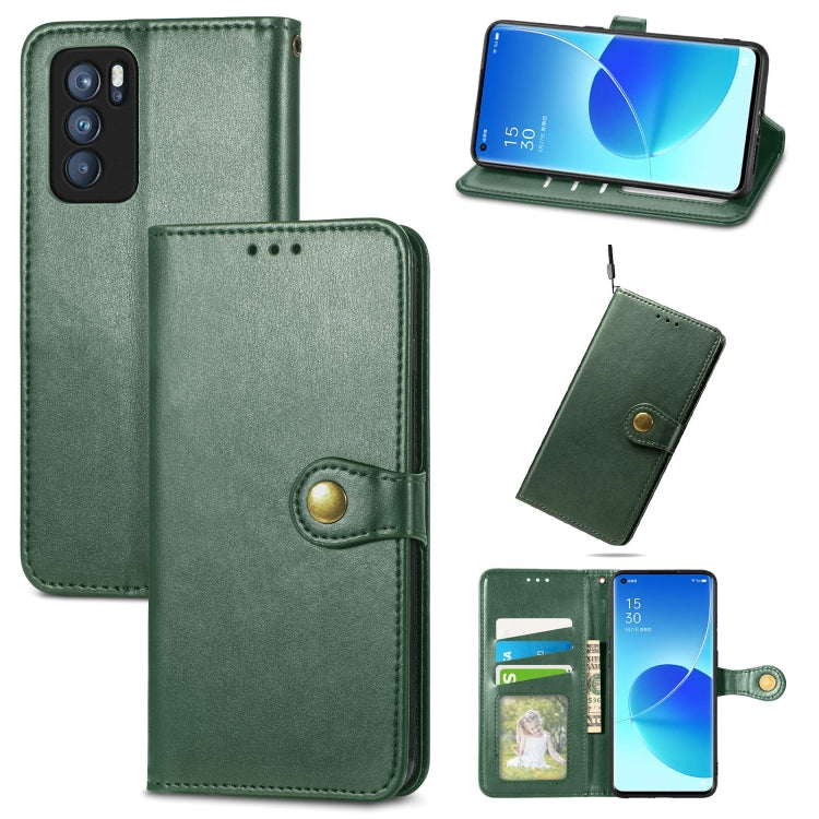 For OPPO Reno6 Pro Solid Color Leather Buckle Phone Case with Lanyard & Photo Frame & Card Slot & Wallet & Stand Function