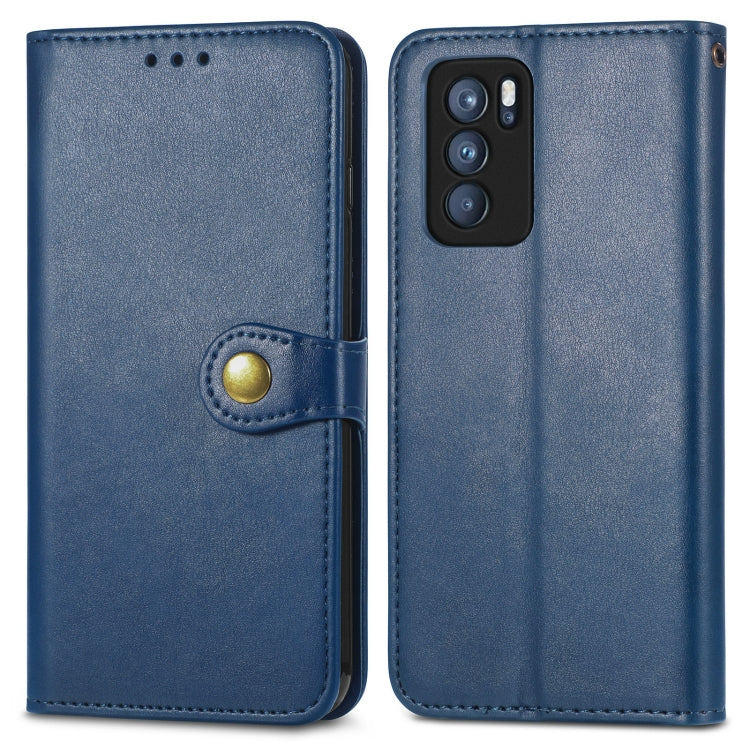 For OPPO Reno6 Pro Solid Color Leather Buckle Phone Case with Lanyard & Photo Frame & Card Slot & Wallet & Stand Function