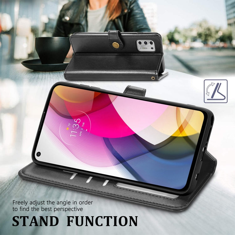 For Motorola Moto G Stylus 2021 Solid Color Leather Buckle Phone Case with Lanyard & Photo Frame & Card Slot & Wallet & Stand Function