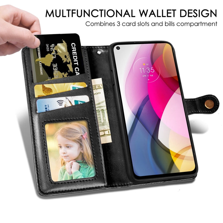 For Motorola Moto G Stylus 2021 Solid Color Leather Buckle Phone Case with Lanyard & Photo Frame & Card Slot & Wallet & Stand Function