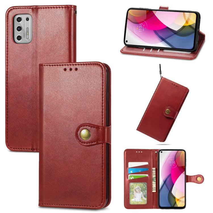 For Motorola Moto G Stylus 2021 Solid Color Leather Buckle Phone Case with Lanyard & Photo Frame & Card Slot & Wallet & Stand Function