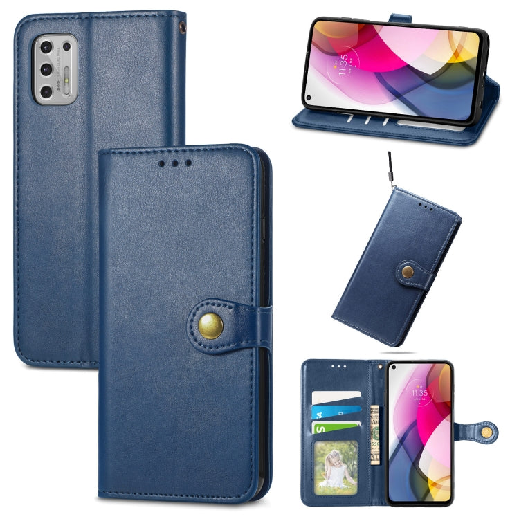 For Motorola Moto G Stylus 2021 Solid Color Leather Buckle Phone Case with Lanyard & Photo Frame & Card Slot & Wallet & Stand Function