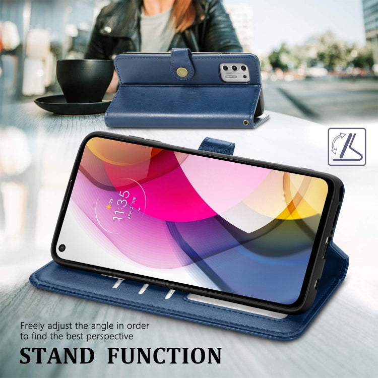 For Motorola Moto G Stylus 2021 Solid Color Leather Buckle Phone Case with Lanyard & Photo Frame & Card Slot & Wallet & Stand Function