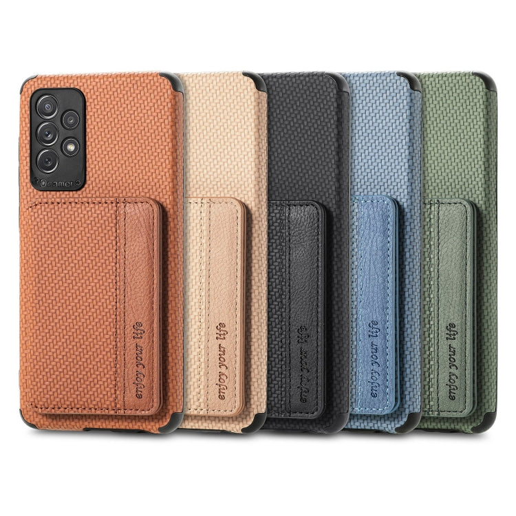 For Xiaomi Redmi Note 9 5G Carbon Fiber Magnetic Card Bag TPU+PU Shockproof Back Cover Case with Holder & Card Slot & Photo Frame