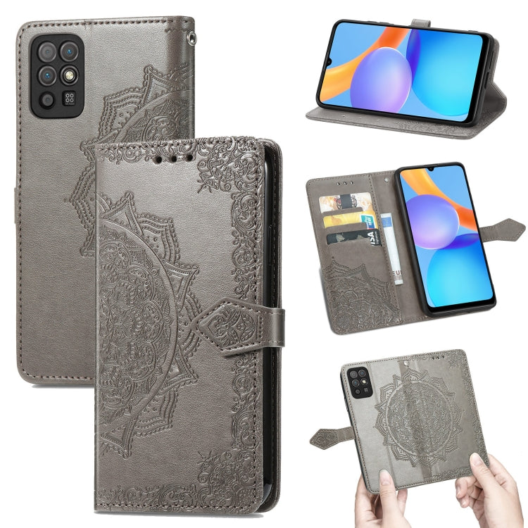 For Honor Play 5T Mandala Flower Embossed Horizontal Flip Leather Case with Bracket / Card Slot / Wallet / Lanyard
