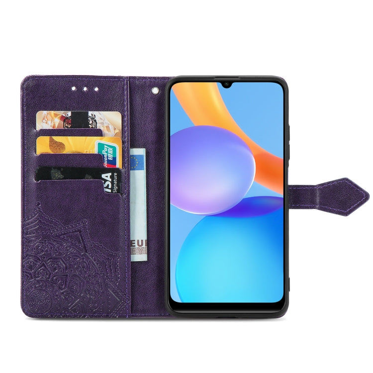 For Honor Play 5T Mandala Flower Embossed Horizontal Flip Leather Case with Bracket / Card Slot / Wallet / Lanyard