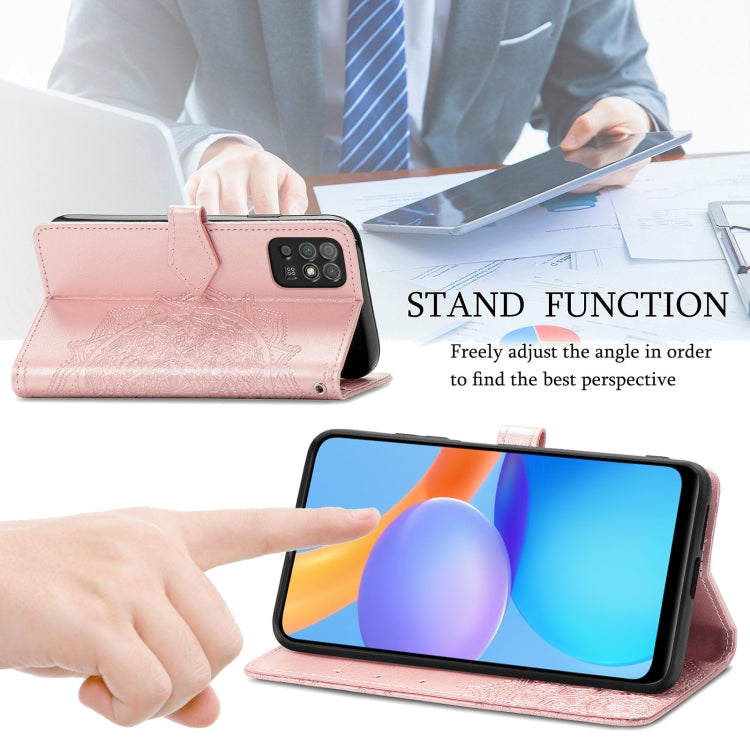 For Honor Play 5T Mandala Flower Embossed Horizontal Flip Leather Case with Bracket / Card Slot / Wallet / Lanyard