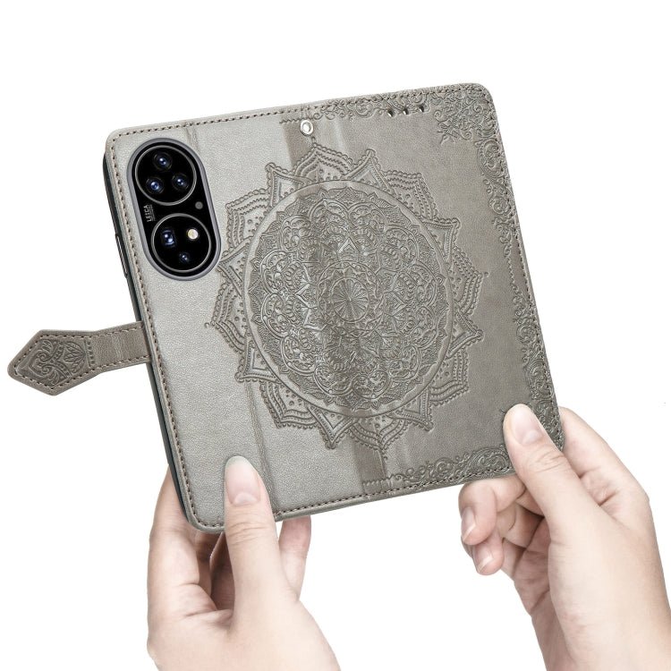 For Huawei P50 Mandala Flower Embossed Horizontal Flip Leather Case with Bracket / Card Slot / Wallet / Lanyard