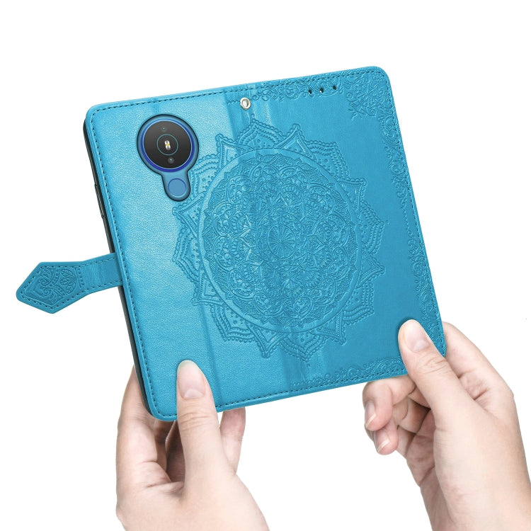 For Nokia 1.4 Mandala Flower Embossed Horizontal Flip Leather Case with Bracket / Card Slot / Wallet / Lanyard