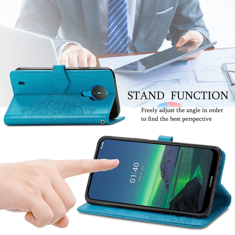 For Nokia 1.4 Mandala Flower Embossed Horizontal Flip Leather Case with Bracket / Card Slot / Wallet / Lanyard
