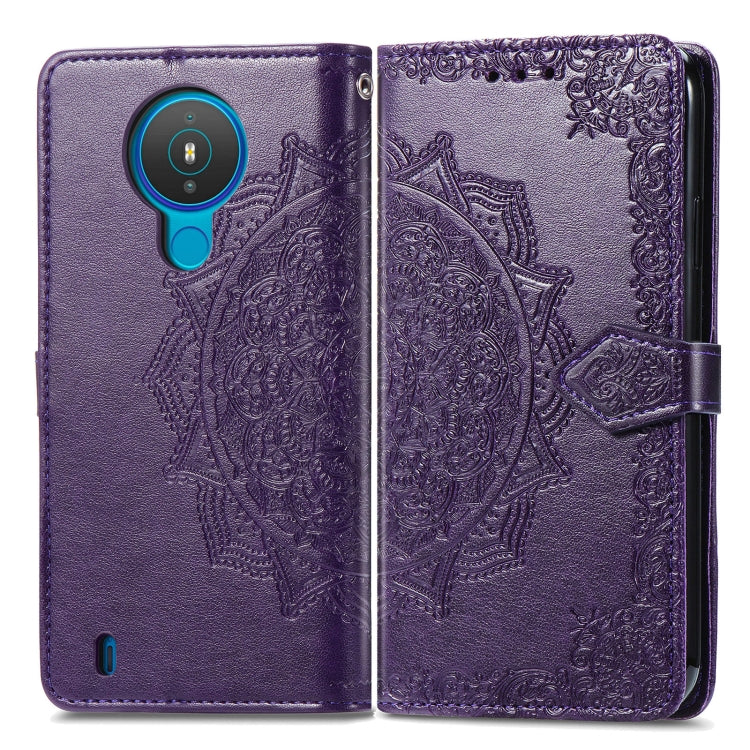 For Nokia 1.4 Mandala Flower Embossed Horizontal Flip Leather Case with Bracket / Card Slot / Wallet / Lanyard