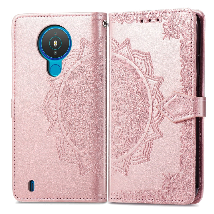 For Nokia 1.4 Mandala Flower Embossed Horizontal Flip Leather Case with Bracket / Card Slot / Wallet / Lanyard