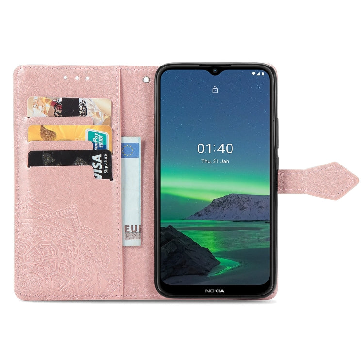 For Nokia 1.4 Mandala Flower Embossed Horizontal Flip Leather Case with Bracket / Card Slot / Wallet / Lanyard