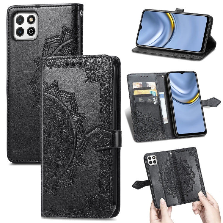 For Huawei Enjoy 20 5G Mandala Flower Embossed Horizontal Flip Leather Case with Bracket / Card Slot / Wallet / Lanyard